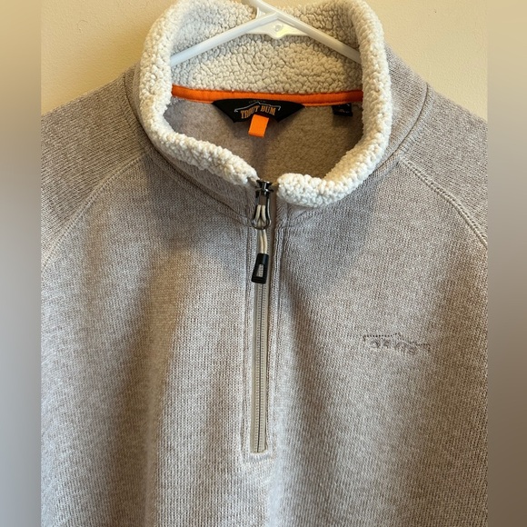 Orvis Trout Bum Fleece 1/4 Zip Sweater Tan/Oatmeal Sherpa Lined Collar Men’s XL - Picture 7 of 11